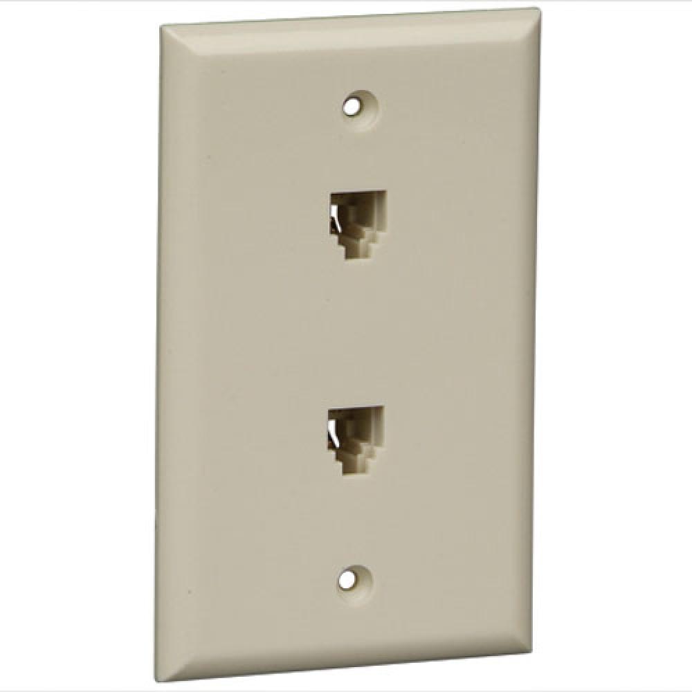 Wall Plate 2xRJ14 1 Gang Light Almond