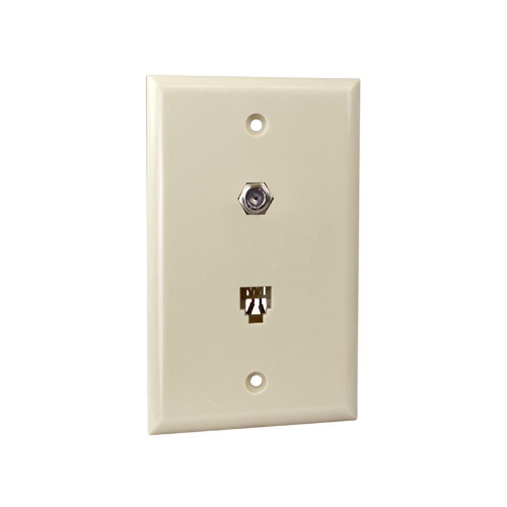 Wall Plate 1xRJ14 1xF81 1 Gang LT ALM