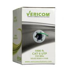 Vericom MBW6U-03628 - Bulk 1000 Ft. CAT6 U/UTP Solid CMR GRN