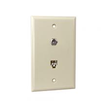 Vericom XFPOP-01451 - Wall Plate 1xRJ14 1xF81 1 Gang LT ALM