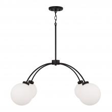 Capital 457141BI-557 - 4-Light Chandelier in Matte Black with Soft White Glass Globes