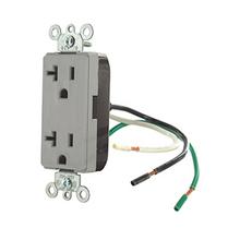 Leviton 16352-CGY - 5-20R DEC RECEP GRND CLP LEADED GRAY