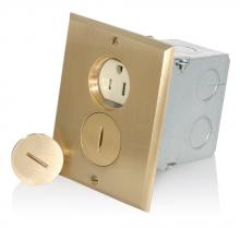 Leviton 25249-TFB - TR DUP FLOORBOX BRASS