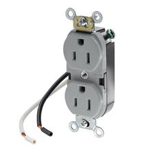 Leviton 5040-CGY - 5-15R RECEP SPEC GRADE LEADED GRAY