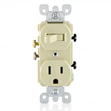 Leviton 5225-S - 5-15R RECEP SW COMBO BROWN SEEPK.