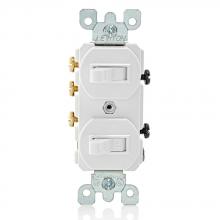 Leviton 5241-WS - WH COMBI 2SW SP/3W 15A120/277VAC.