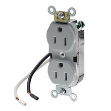 Leviton 5262-CGY - 5-15R IND GRD LEADED RECEP GRAY