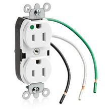 Leviton 8200-CW - 5-15R HG RECEP LEADED WHITE