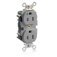 Leviton M8200-HGY - GY LEVLOK HG DUP REC 15A125V SLIM DESIGM