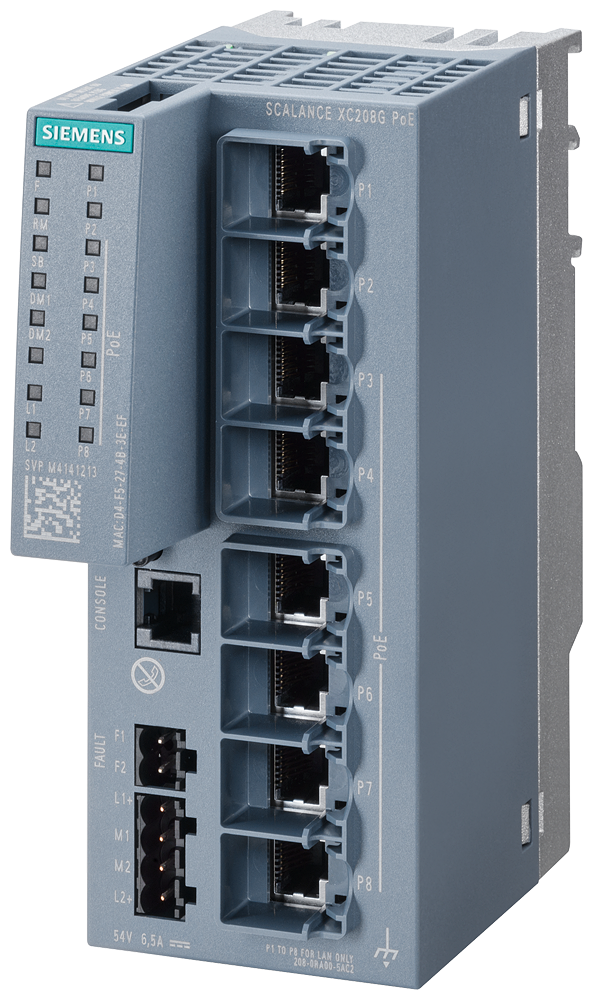 SCALANCE XC208G PoE (DC 54 V)