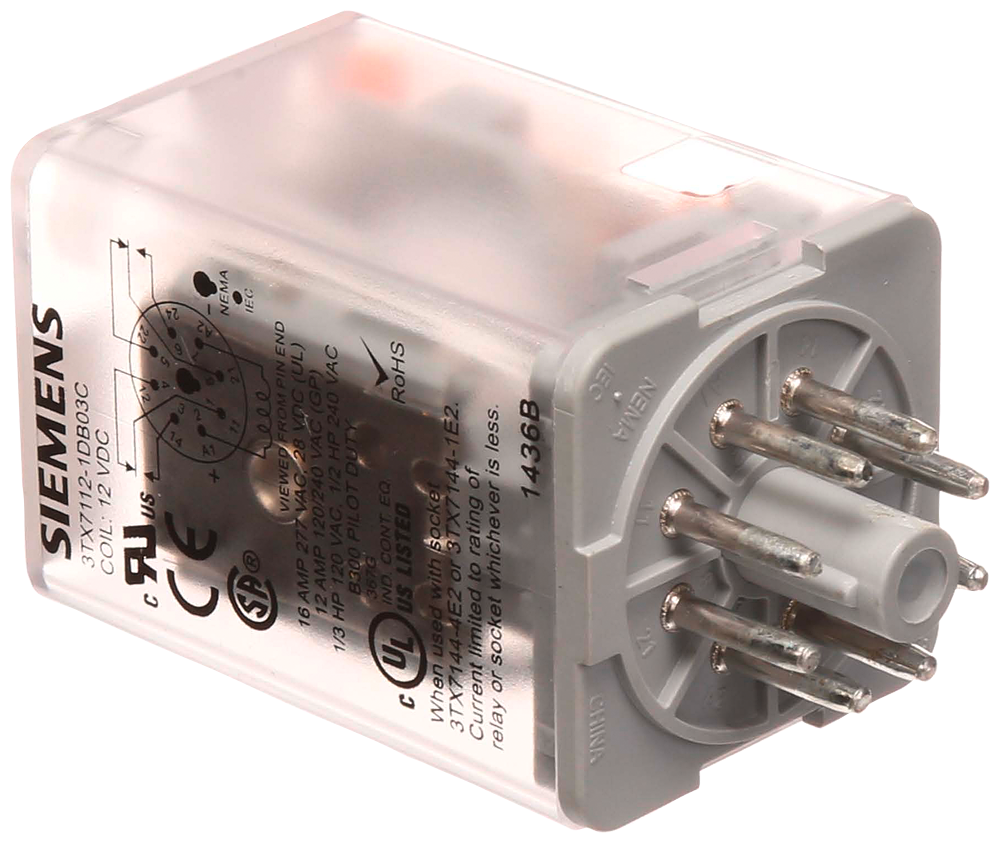 PLUG-IN RELAY, OCTAL, DPDT, 10A, 12VDC