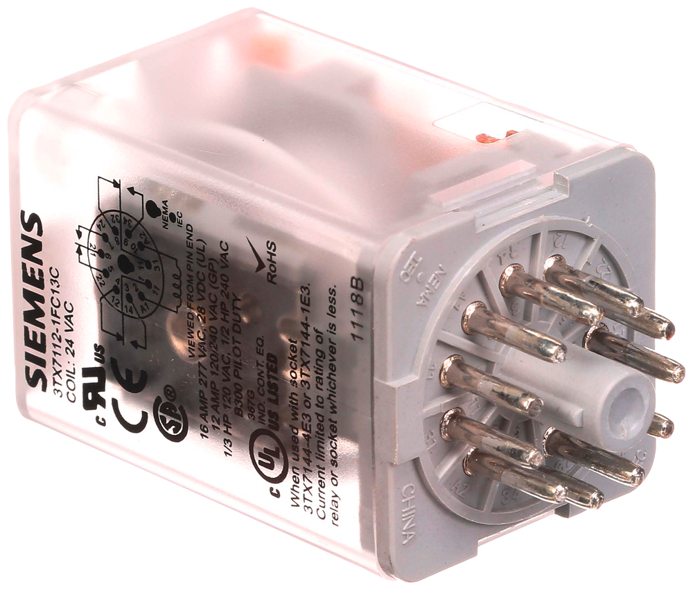 PLUG-IN RELAY, OCTAL, 3PDT, 10A, 24VAC