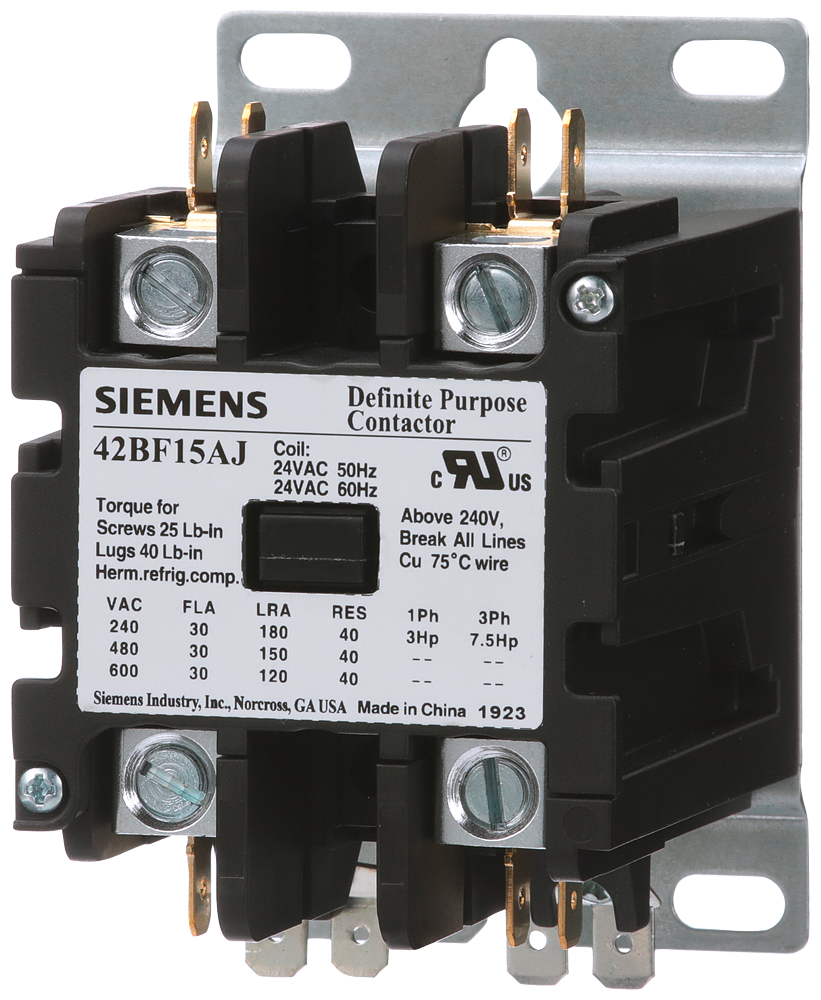 Contactor, 42DP,30A,2P,Open,24V