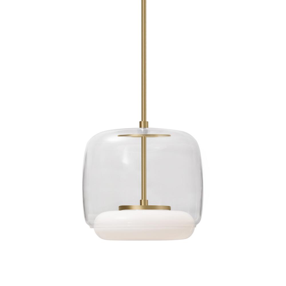 Enkel 10-in Clear/Brushed Gold LED Pendant