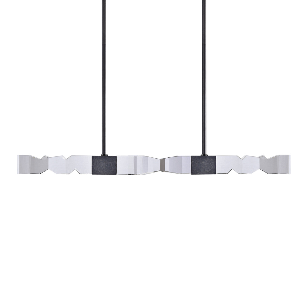 LED 3CCT 4-Light 49" Unique 3"x3" Carved Crystals Luxury Satin Brushed Black Linear Pend