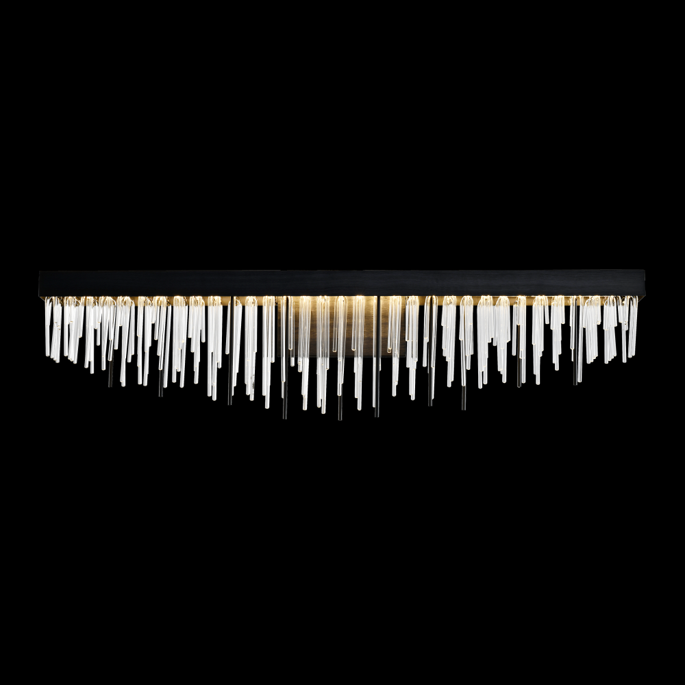 LED 3CCT 35" Unique Waterfall Shade Satin Brushed Black Crystal Vanity Light