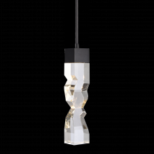 ZEEV Lighting MP11308-LED-3x3-SBB - LED 3CCT 1-Light 3"x3" Carved Crystal Satin Brushed Black Mini-Pendant