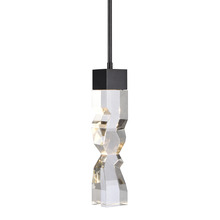 ZEEV Lighting MP11308-LED-3x3-SBB - LED 3CCT 1-Light 3"x3" Carved Crystal Satin Brushed Black Mini-Pendant