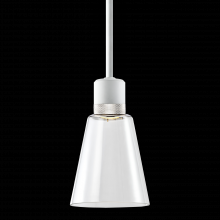 ZEEV Lighting P11702-LED-MW-K-PN-G16 - 7" LED 3CCT Clear Bell Glass Pendant Light, Matte White with Nickel Metal Finish