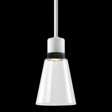 ZEEV Lighting P11702-LED-MW-K-SBB-G16 - 7" LED 3CCT Clear Bell Glass Pendant Light, Matte White with Black Metal Finish