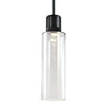 ZEEV Lighting P11704-LED-SBB-G15 - 6" LED 3CCT Cylindrical Drum Pendant Light, 18" Clear Glass and Satin Brushed Black Metal Fi