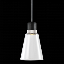 ZEEV Lighting P11704-LED-SBB-K-PN-G16 - 7" LED 3CCT Clear Bell Glass Pendant Light, Satin Brushed Black with Nickel Metal Finish