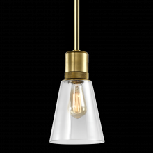 ZEEV Lighting P11705-E26-AGB-G16 - 7" E26 Clear Bell Glass Pendant Light, Aged Brass Metal Finish