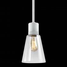 ZEEV Lighting P11706-E26-MW-G16 - 7" E26 Clear Bell Glass Pendant Light, Matte White Metal Finish