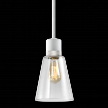 ZEEV Lighting P11706-E26-MW-K-PN-G16 - 7" E26 Clear Bell Glass Pendant Light, Matte White with Nickel Metal Finish