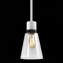 ZEEV Lighting P11706-E26-MW-K-SBB-G16 - 7" E26 Clear Bell Glass Pendant Light, Matte White with Black Metal Finish