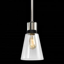 ZEEV Lighting P11707-E26-PN-K-SBB-G16 - 7" E26 Clear Bell Glass Pendant Light, Polished Nickel with Black Metal Finish