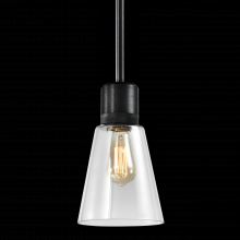 ZEEV Lighting P11708-E26-SBB-G16 - 7" E26 Clear Bell Glass Pendant Light, Satin Brushed Black Metal Finish