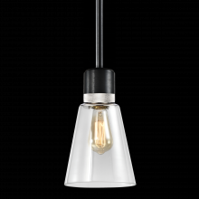 ZEEV Lighting P11708-E26-SBB-K-PN-G16 - 7" E26 Clear Bell Glass Pendant Light, Satin Brushed Black with Nickel Metal Finish