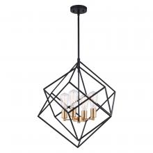 Vaxcel International P0307 - Rad 23.5-in. 4 Light Pendant Black and Natural Brass