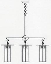 Arroyo Craftsman GCH-9L/4GW-AB - 9" glasgow long body 4 light chandelier