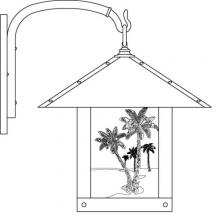 Arroyo Craftsman TRB-16PTWO-AB - 16" timber ridge wall bracket with palm tree  filigree