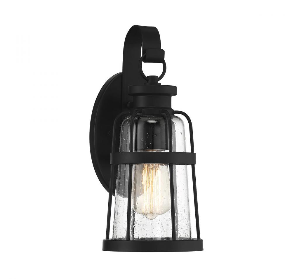 Quinton 1-Light Small Outdoor Wall Lantern in Matte Black