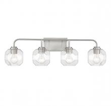 Lighting One US V6-L8-4399-4-SN - Baldwin 4-Light Bathroom Vanity Light in Satin Nickel