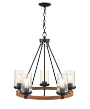 Millennium 3825-MB/WG - Taos 5-Light Chandelier Ceiling Light Matte Black/Wood Grain