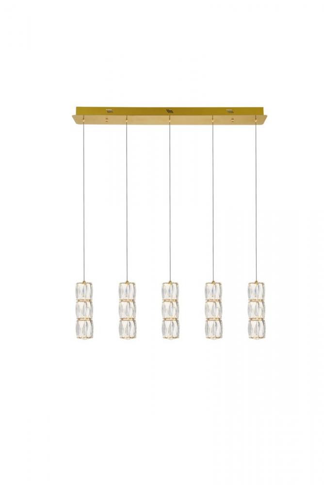 Polaris LED Light Gold Pendant Clear Royal Cut Crystal