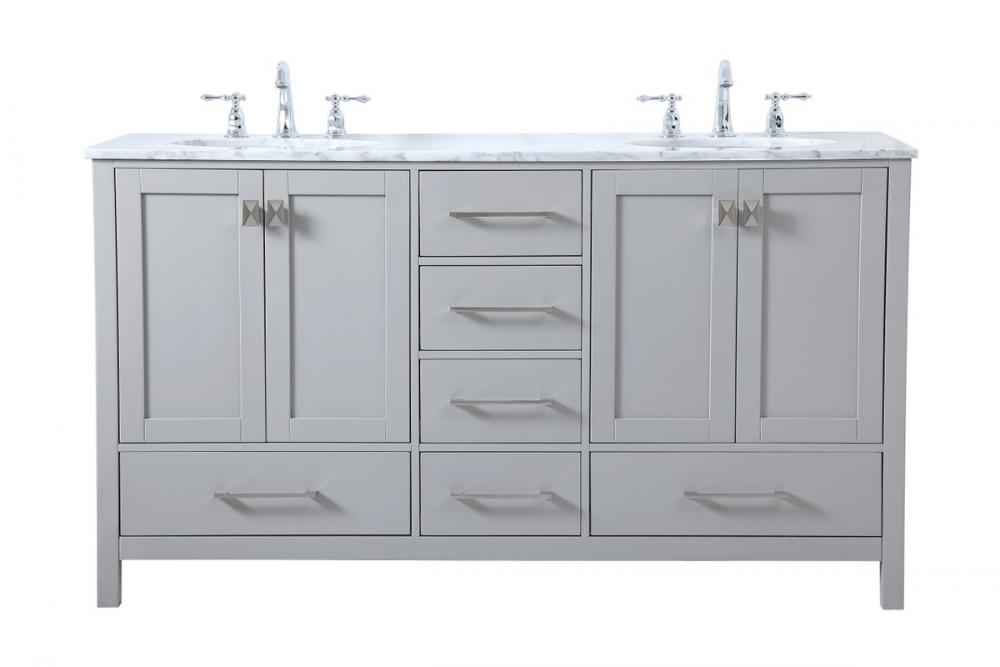 60 inch Double Bathroom Vanity in Gray