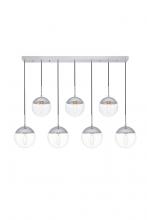 Elegant LD6089C - Eclipse 7 Lights Chrome Pendant With Clear Glass