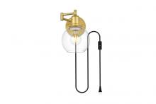  LD7332W6BRA - Caspian 1 Light Brass and Clear Swing Arm Plug in Wall Sconce