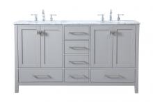 Elegant VF18960DGR - 60 inch Double Bathroom Vanity in Gray