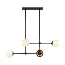 ALORA  CH407342MBGO - Fiore 42-in Matte Black/Glossy Opal Glass 4 Lights Chandelier