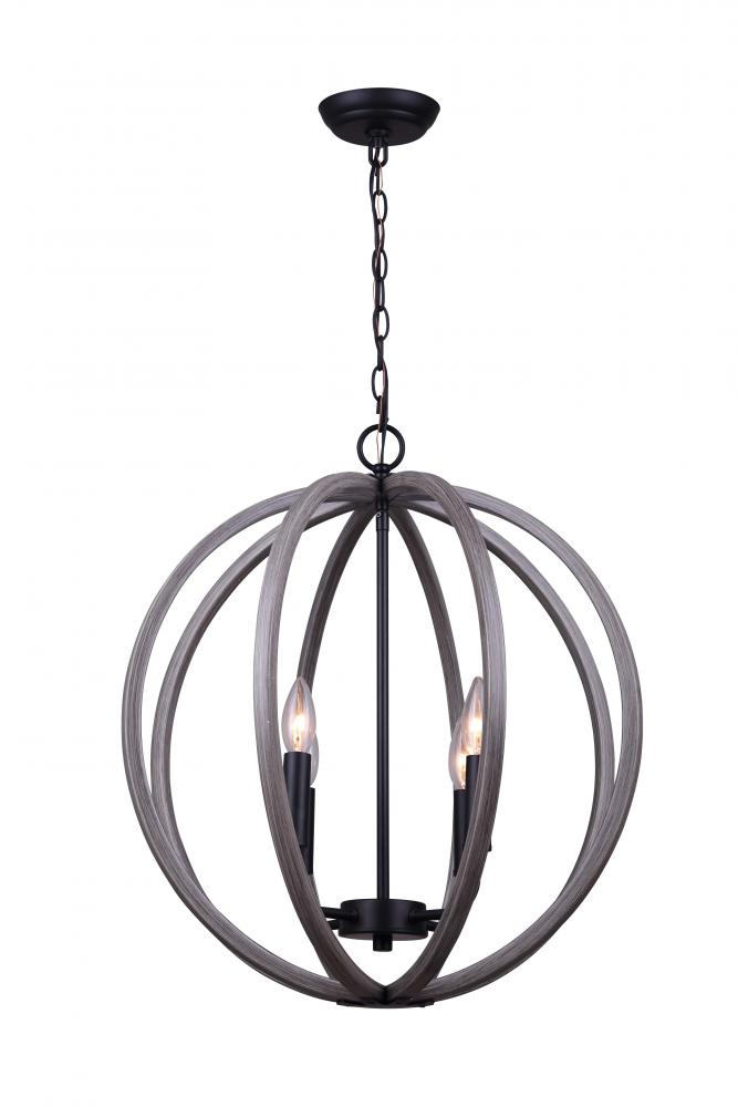 Armelle 4 Light Pendant, Wood Finish