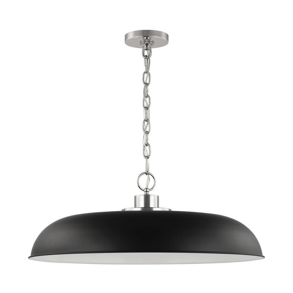 Colony; 1 Light; Large Pendant; Matte Black with Polished Nickel