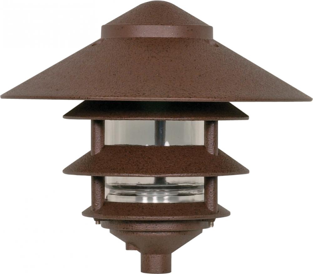 1 Light - 9" Pathway Light - Three Louver - Large Hood - Old Bronze Finish