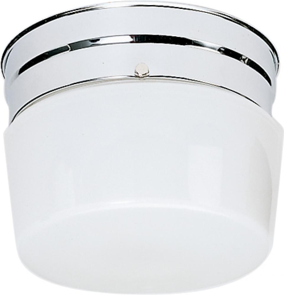 1 Light - 6" Flush with White Glass - Polished Chrome Finish