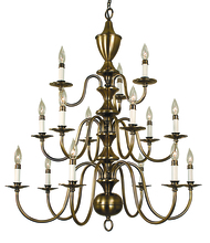 Framburg 2527 AB - 15-Light Antique Brass Jamestown Foyer Chandelier